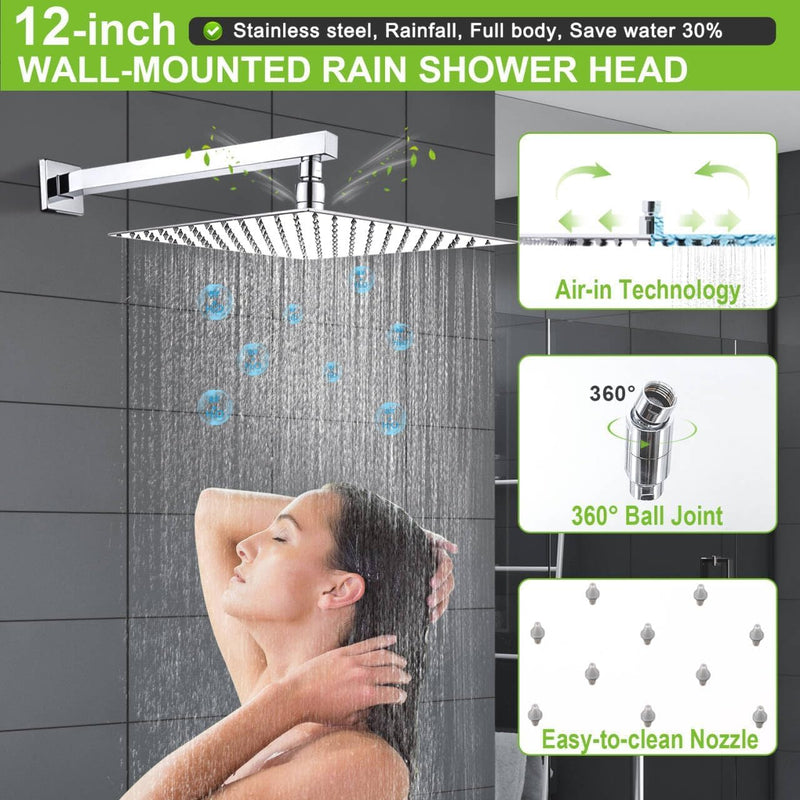 Shower System with Tub Spout Push-Button Valve Kit