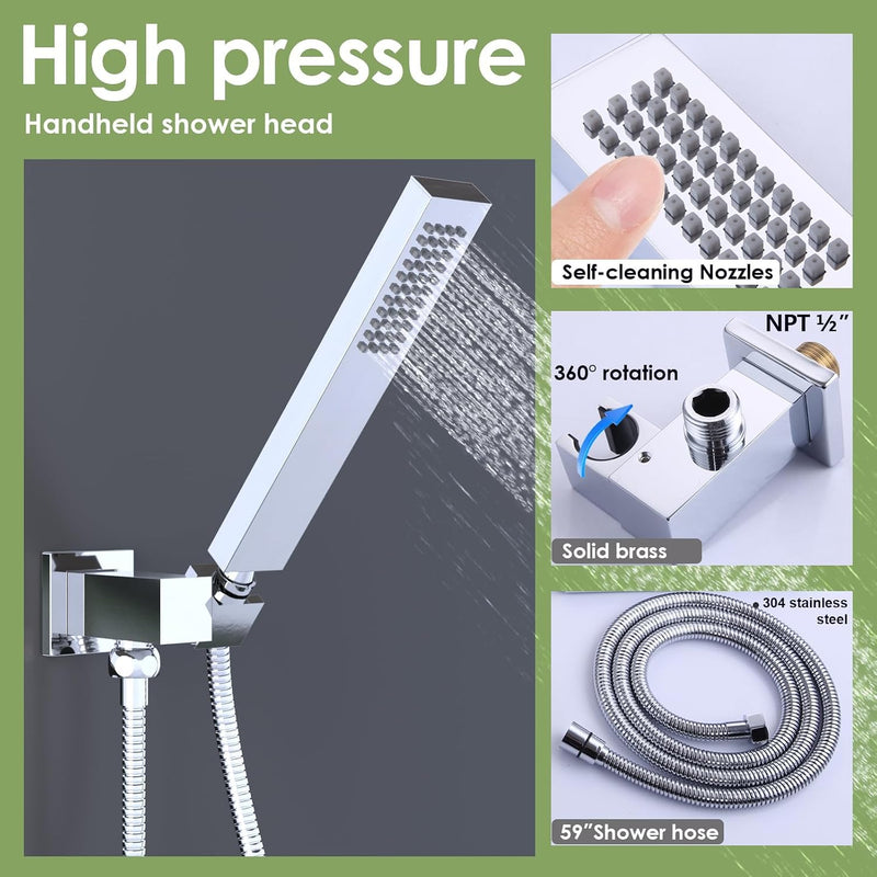 Shower System with Tub Spout Push-Button Valve Kit