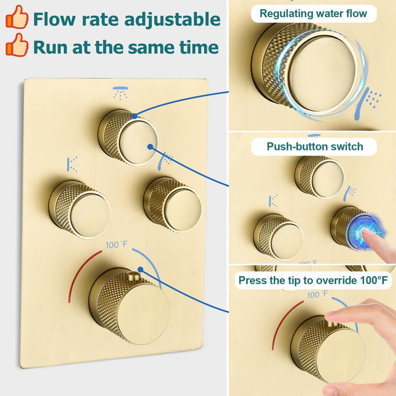 Shower System with Tub Spout Push-Button Valve Kit
