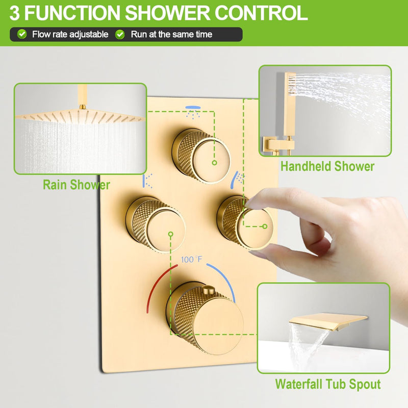 Shower System with Tub Spout Push-Button Valve Kit