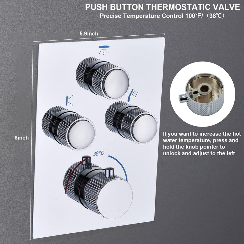 Shower System with Tub Spout Push-Button Valve Kit