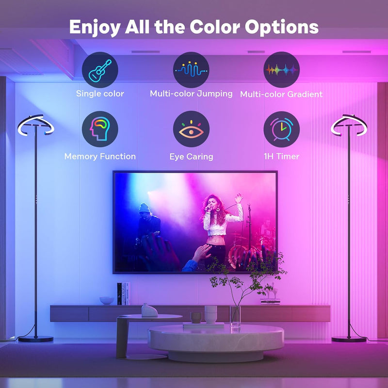 Floor Lamp Colour Changing Standing Modern Stepless Dimmable