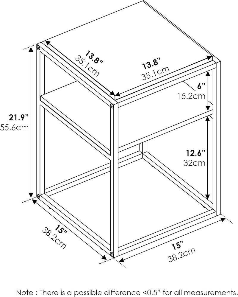 Side Table 2-Tier Stackable Metal Frame