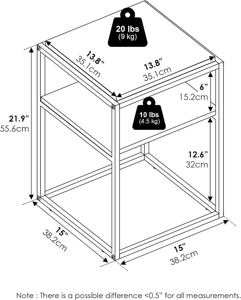 Side Table 2-Tier Stackable Metal Frame