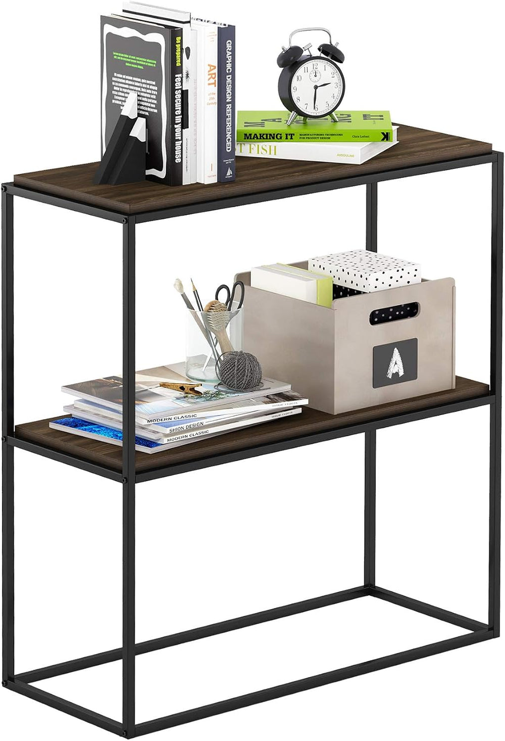 Side Table 2-Tier Stackable Metal Frame