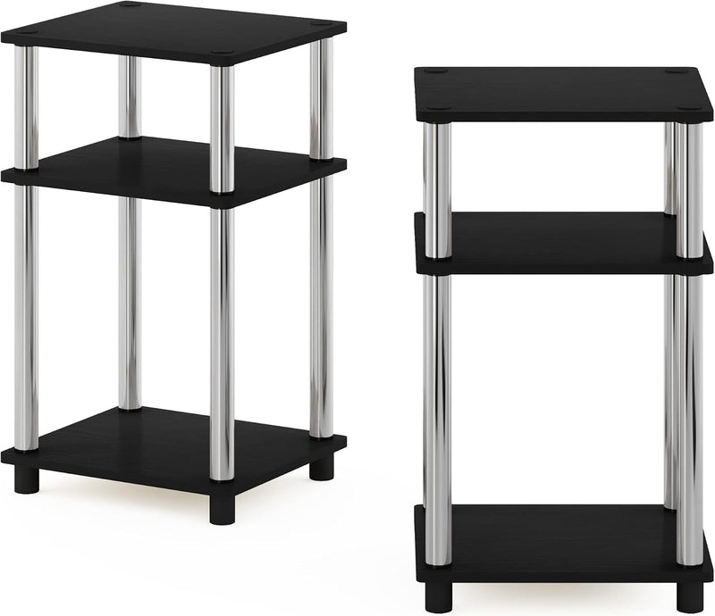 Side Table 3-Tier End Tables Open Shelves Night (Set of 2)