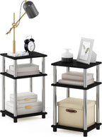 Side Table 3-Tier End Tables Open Shelves Night (Set of 2)