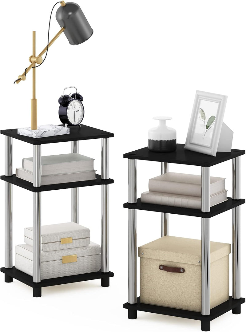 Side Table 3-Tier End Tables Open Shelves Night (Set of 2)