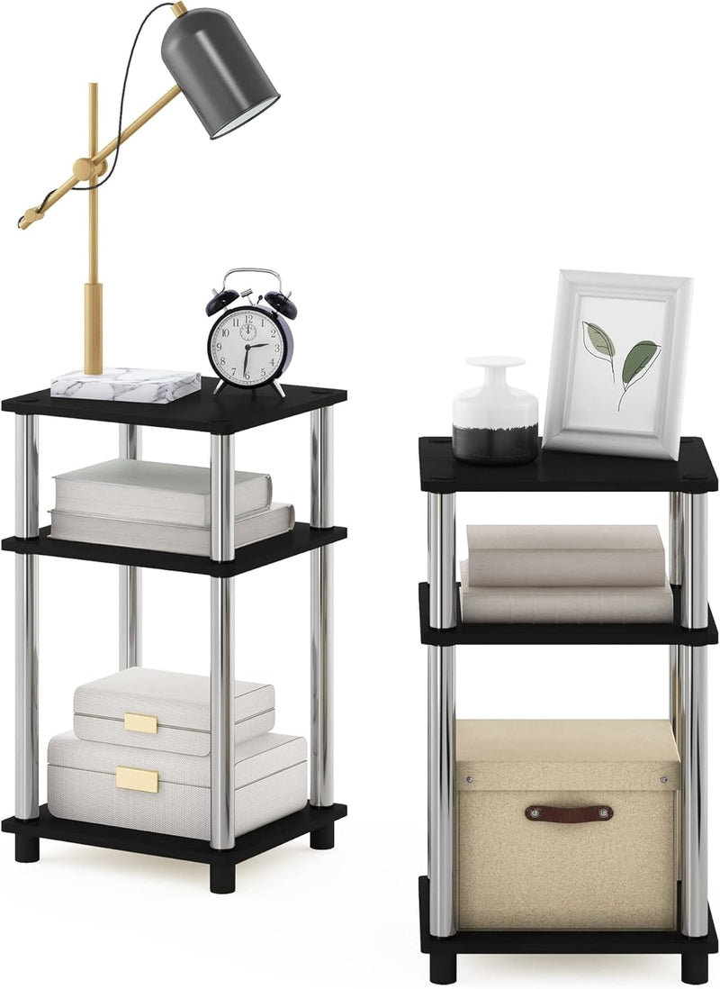 Side Table 3-Tier End Tables Open Shelves Night (Set of 2)