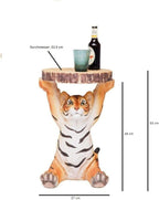 Side Table Animal Tiger Motif Gift Idea Round