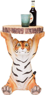 Side Table Animal Tiger Motif Gift Idea Round