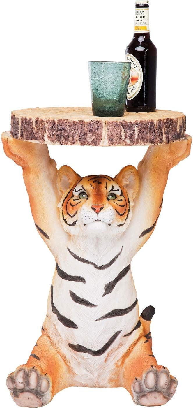 Side Table Animal Tiger Motif Gift Idea Round