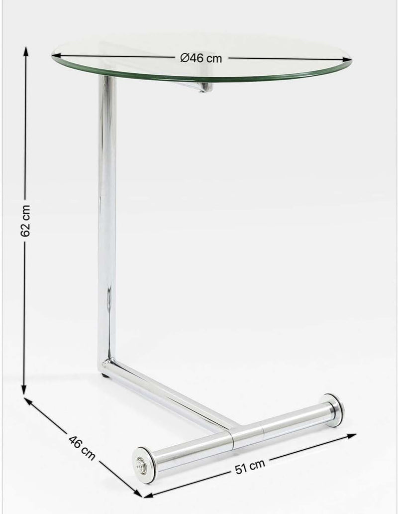 Side Table Easy Living Clear Steel Chromed Safety
