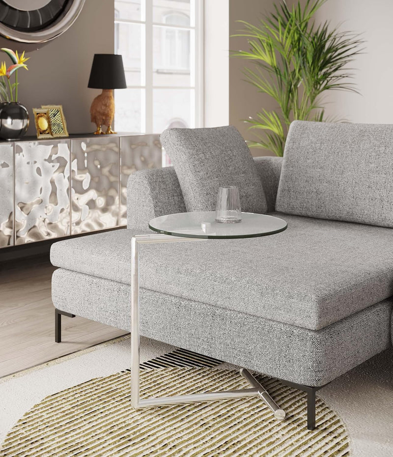 Side Table Easy Living Clear Steel Chromed Safety