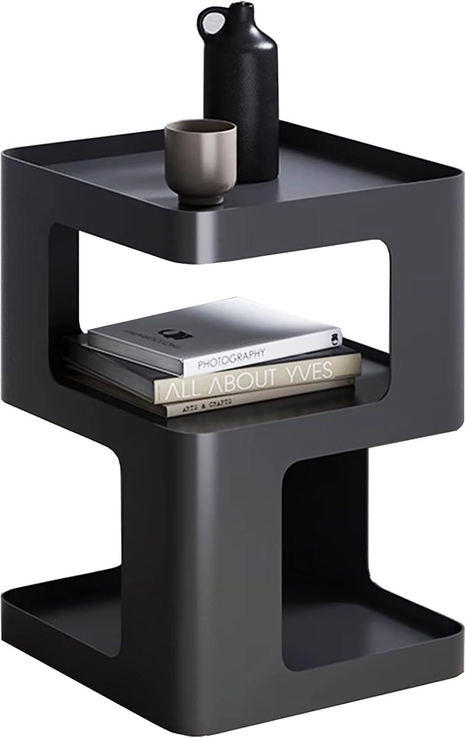 Side Table Modern End with Storage Metal Bedside