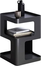 Side Table Modern End with Storage Metal Bedside