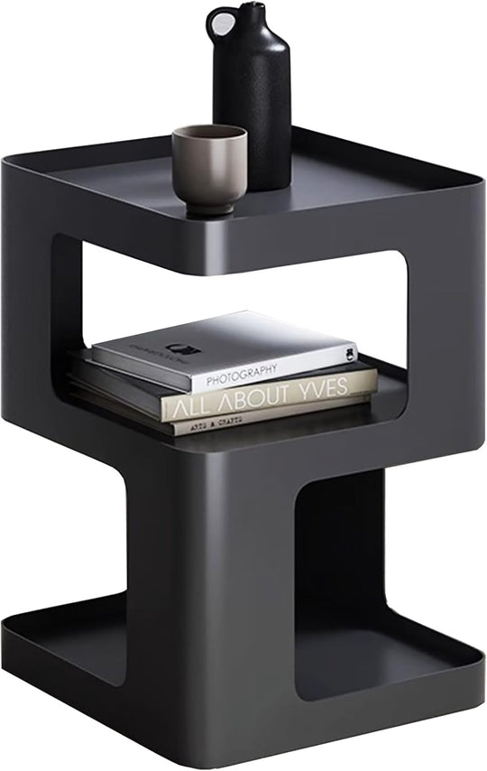 Side Table Modern End with Storage Metal Bedside