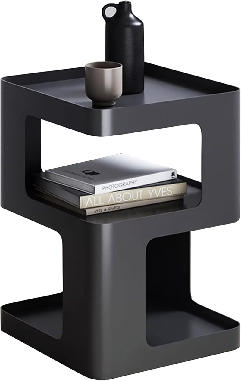 Side Table Modern End with Storage Metal Bedside