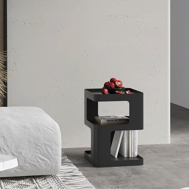 Side Table Modern End with Storage Metal Bedside