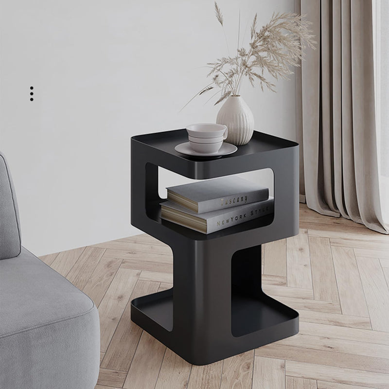 Side Table Modern End with Storage Metal Bedside