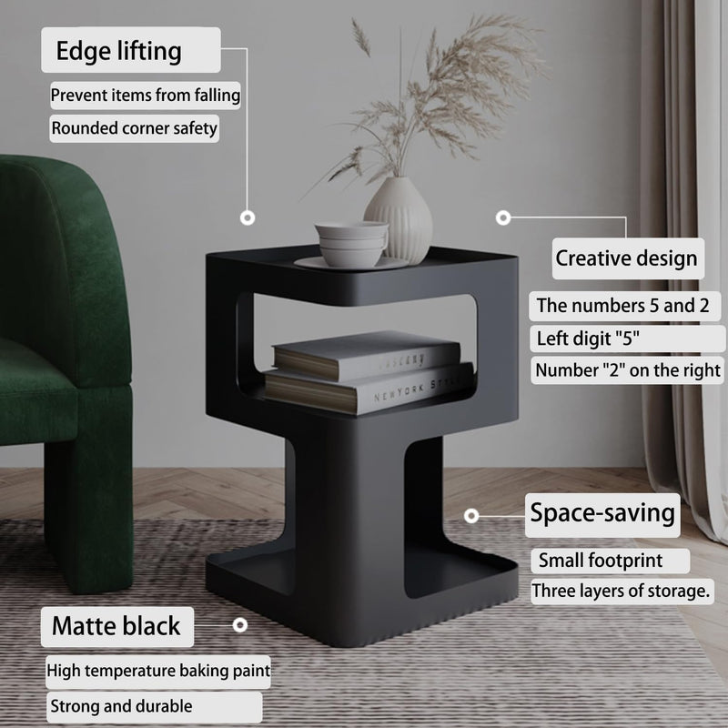 Side Table Modern End with Storage Metal Bedside