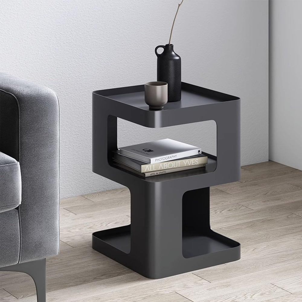 Side Table Modern End with Storage Metal Bedside