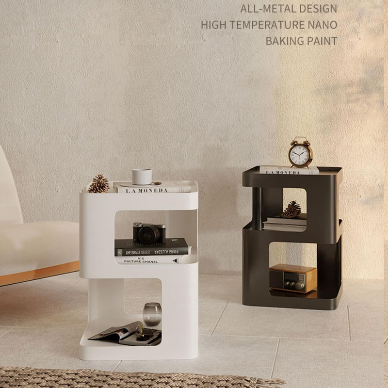 Side Table Modern End with Storage Metal Bedside