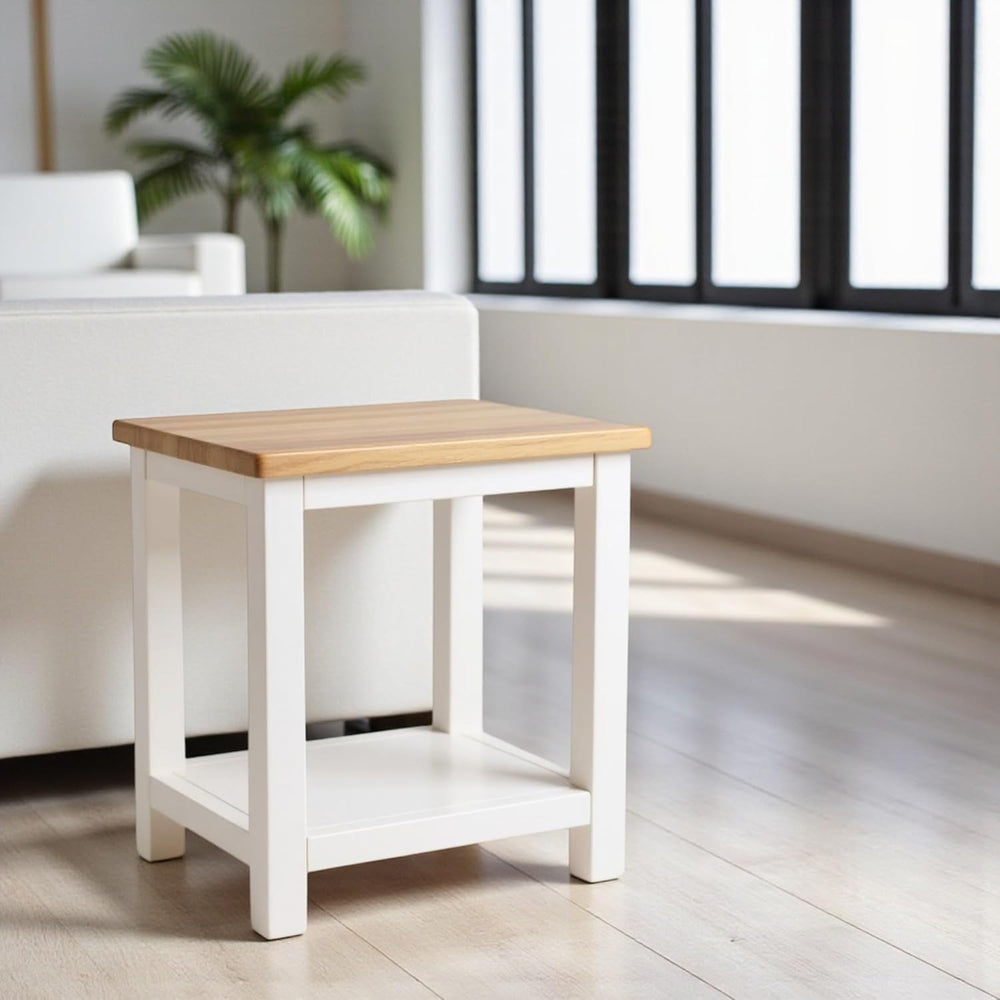 Side Table Painted Sofa with Oak Top Wooden