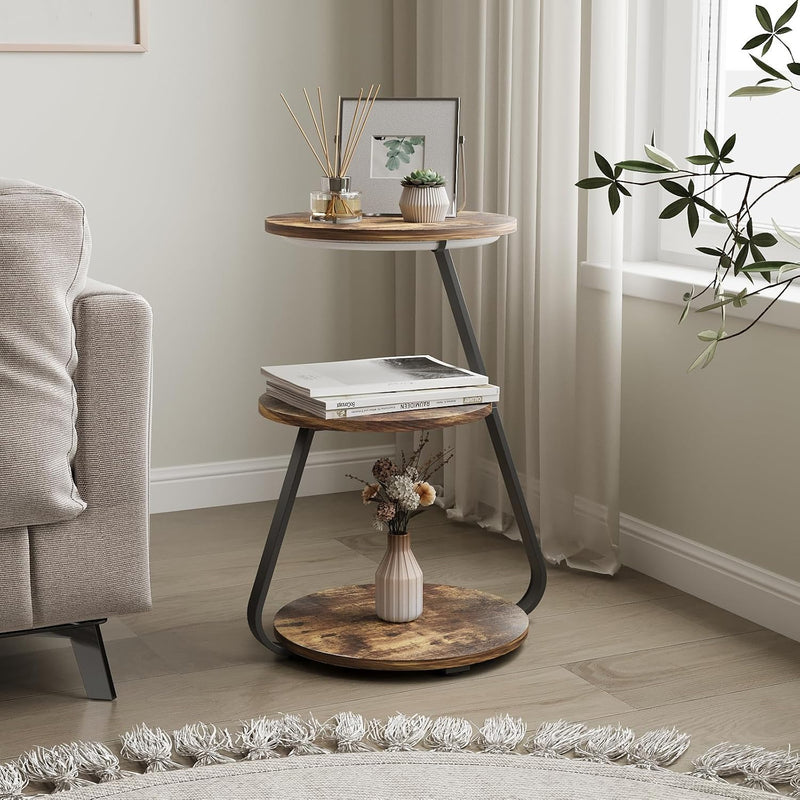 Side Table Small Round Coffee 3 Colour LED (Set of 2)