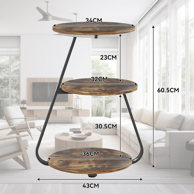 Side Table Small Round Coffee Rustic 3 Colour (Set of 2)