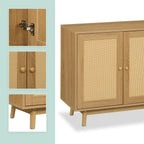 Sideboard 2 Compartments Rattan Wood Look