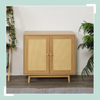 Sideboard 2 Compartments Rattan Wood Look