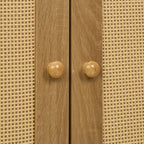 Sideboard 2 Compartments Rattan Wood Look