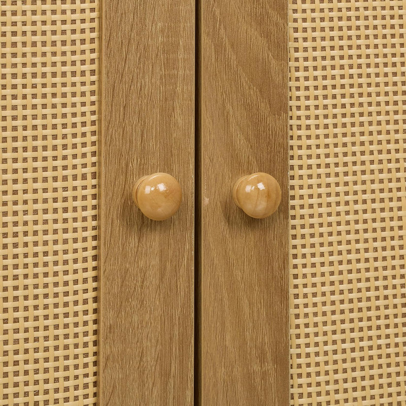 Sideboard 2 Compartments Rattan Wood Look