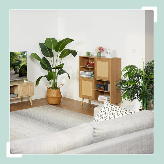 Sideboard 2 Rattan Doors 4 Shelves 2 Compartments