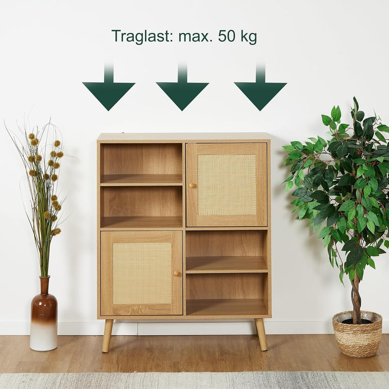 Sideboard 2 Rattan Doors 4 Shelves 2 Compartments