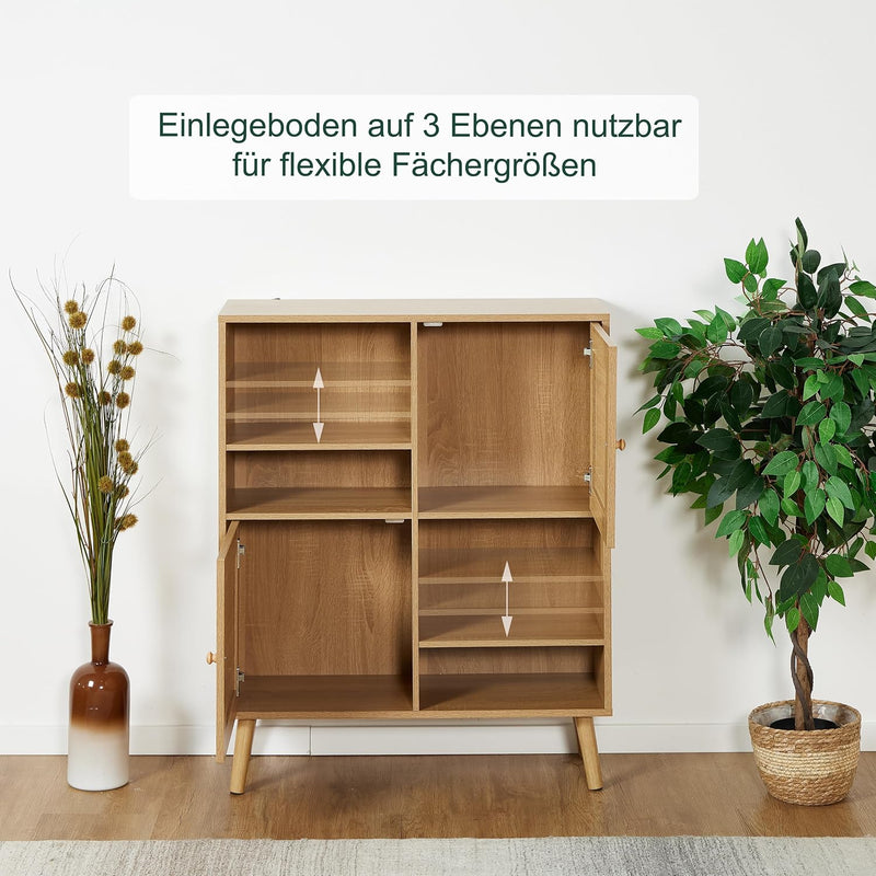 Sideboard 2 Rattan Doors 4 Shelves 2 Compartments