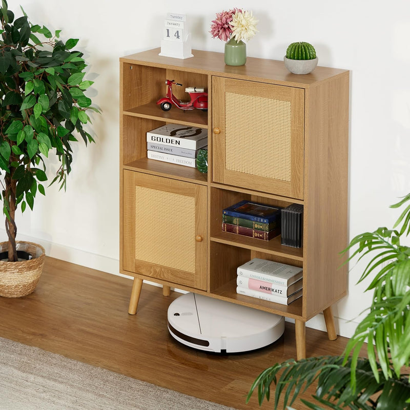 Sideboard 2 Rattan Doors 4 Shelves 2 Compartments