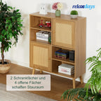 Sideboard 2 Rattan Doors 4 Shelves 2 Compartments