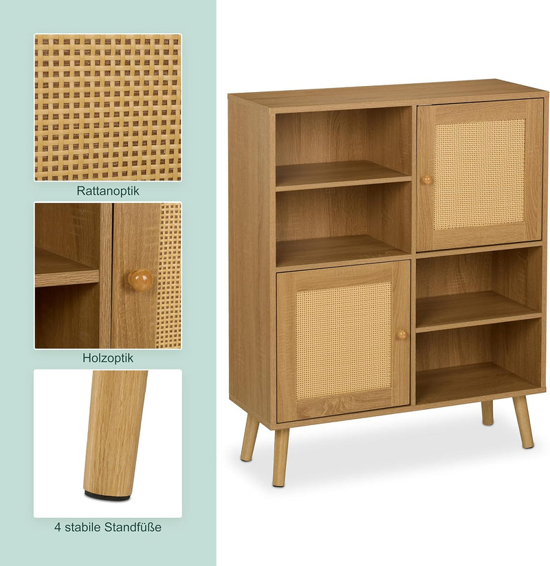 Sideboard 2 Rattan Doors 4 Shelves 2 Compartments