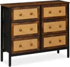 Sideboard 6 Drawers Rattan Style Storage for Hallway