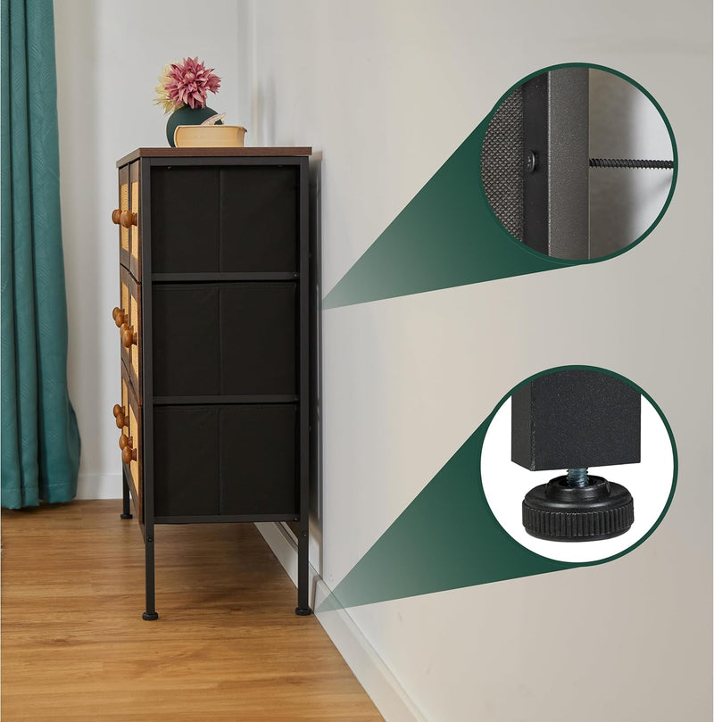 Sideboard 6 Drawers Rattan Style Storage for Hallway