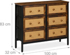 Sideboard 6 Drawers Rattan Style Storage for Hallway