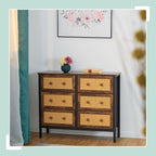 Sideboard 6 Drawers Rattan Style Storage for Hallway
