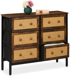 Sideboard 6 Drawers Rattan Style Storage for Hallway