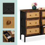 Sideboard 6 Drawers Rattan Style Storage for Hallway