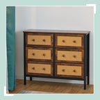 Sideboard 6 Drawers Rattan Style Storage for Hallway