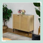 Sideboard 76x80x35CM Kitchen Storage Cabinet 2 Rattan
