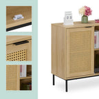 Sideboard 76x80x35CM Kitchen Storage Cabinet 2 Rattan