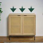 Sideboard 76x80x35CM Kitchen Storage Cabinet 2 Rattan